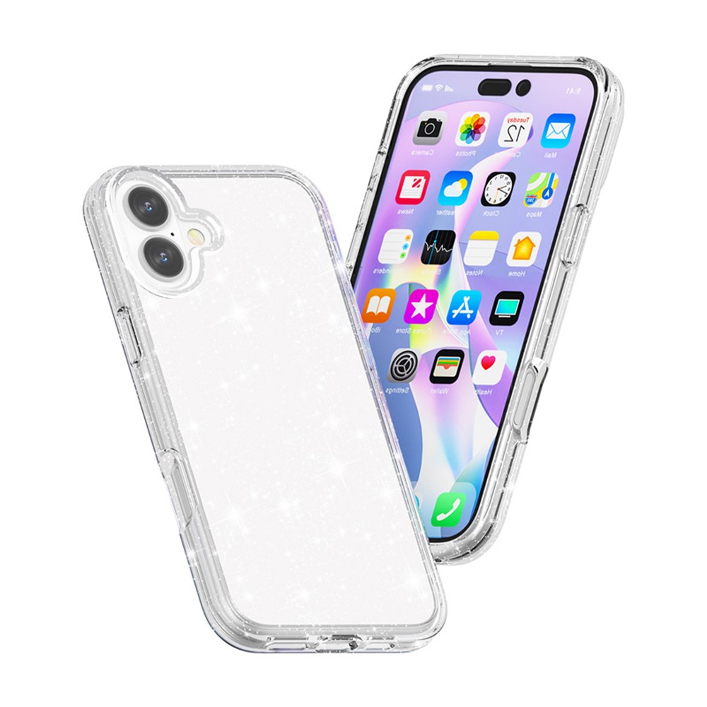  iPhone 17 Skal Hybrid Glitter Vit