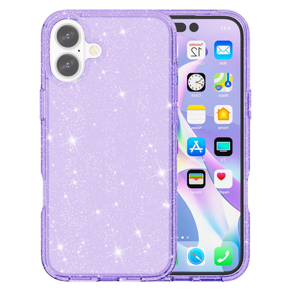  iPhone 17 Skal Hybrid Glitter Lila