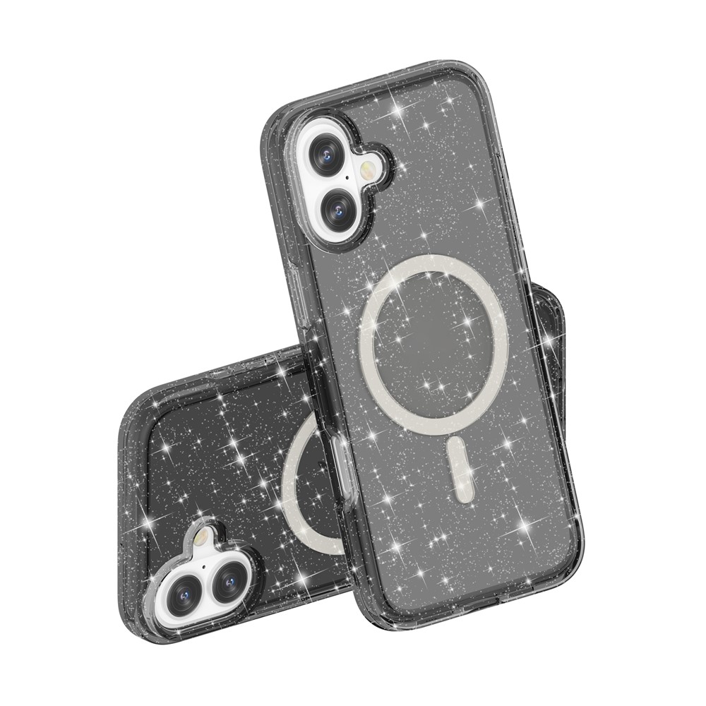  iPhone 17 Skal MagSafe Hybrid Glitter Svart