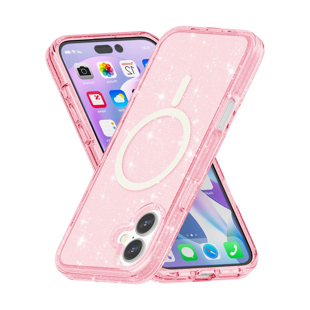 iPhone 17 Skal MagSafe Hybrid Glitter Rosa