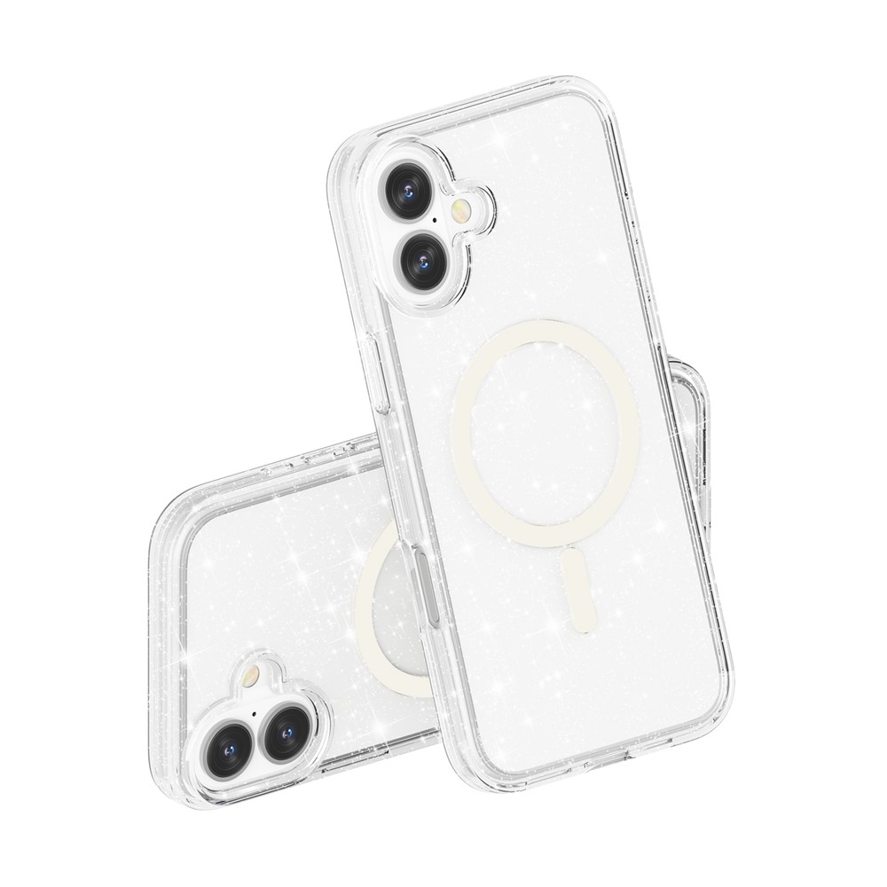  iPhone 17 Skal MagSafe Hybrid Glitter Vit