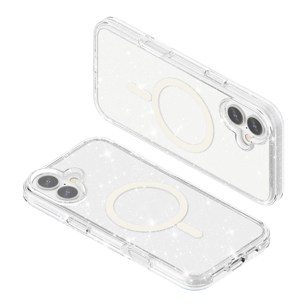 iPhone 17 Skal MagSafe Hybrid Glitter Vit