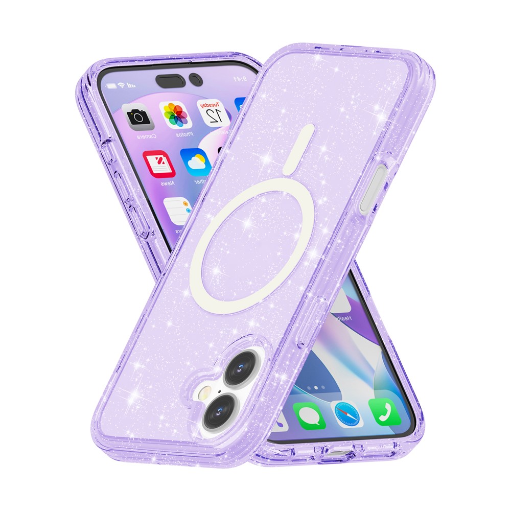  iPhone 17 Skal MagSafe Hybrid Glitter Lila
