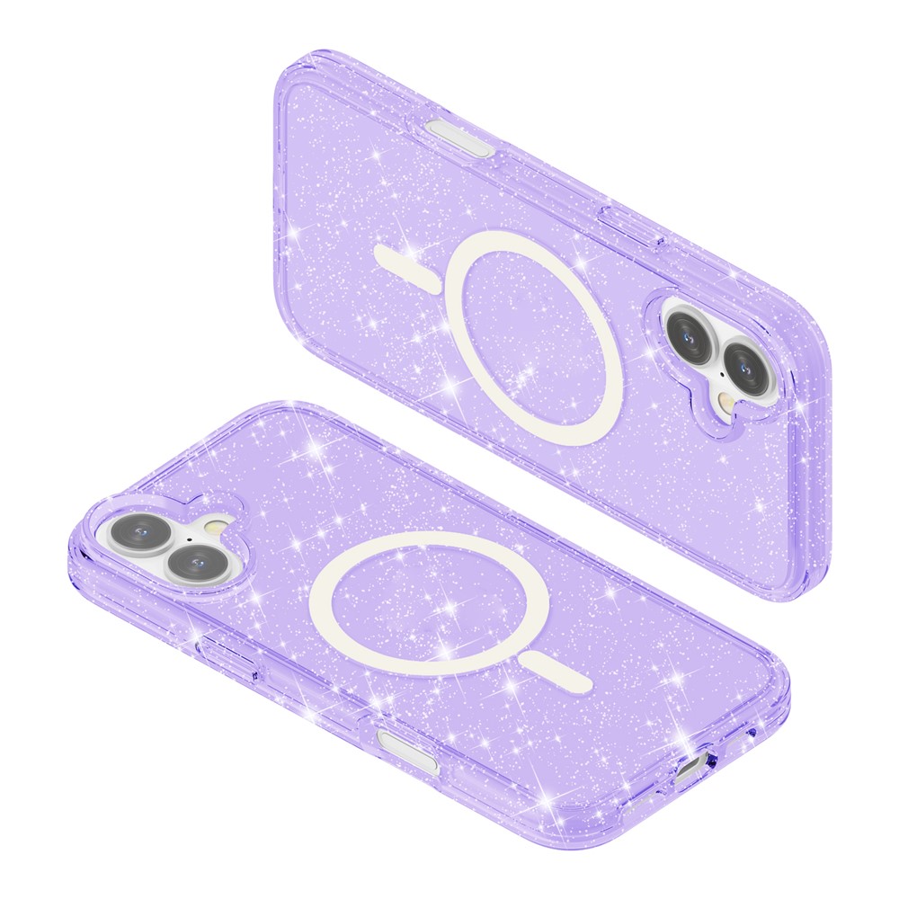  iPhone 17 Skal MagSafe Hybrid Glitter Lila