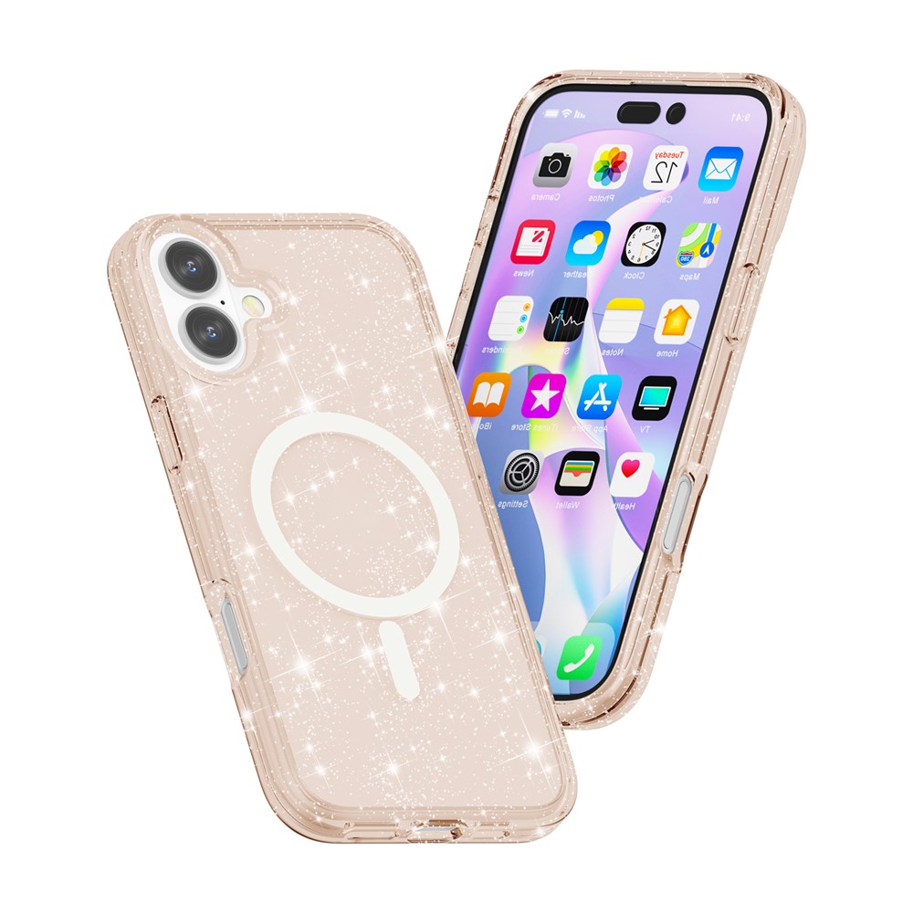  iPhone 17 Skal MagSafe Hybrid Glitter Guld