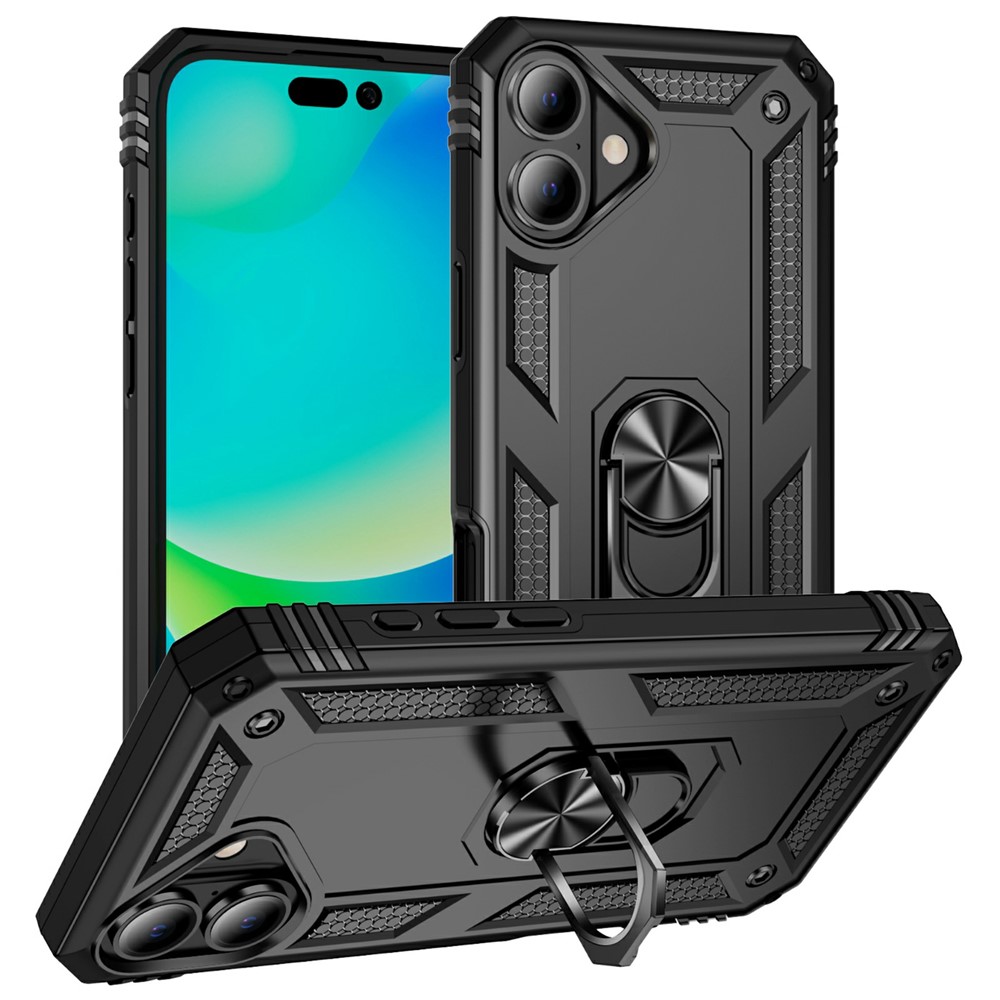  iPhone 17 Skal Shockproof Hybrid Ring Svart