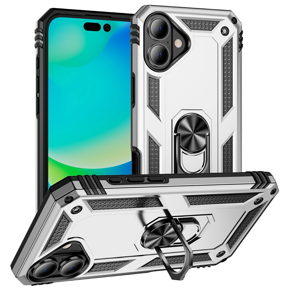  iPhone 17 Skal Shockproof Hybrid Ring Silver