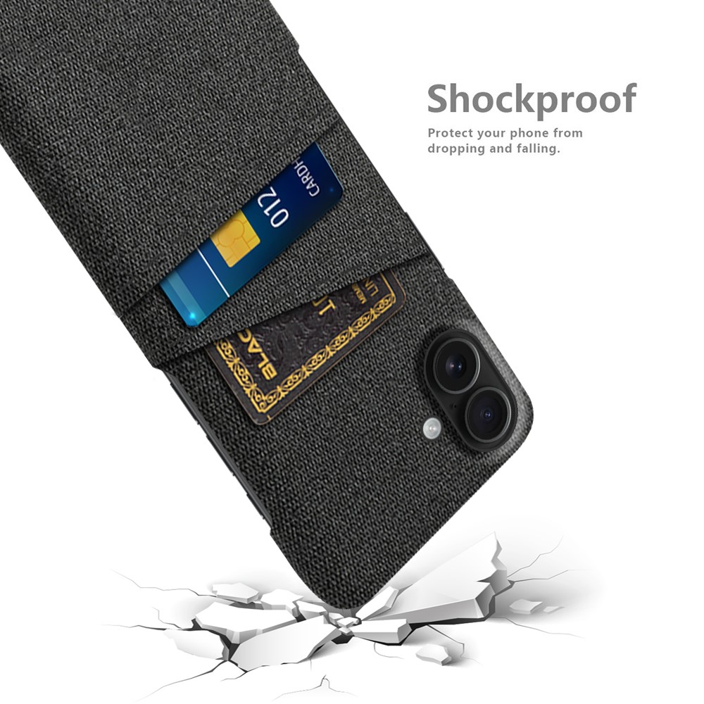 iPhone 17 Skal Med Kortfack Tygbelagt Svart
