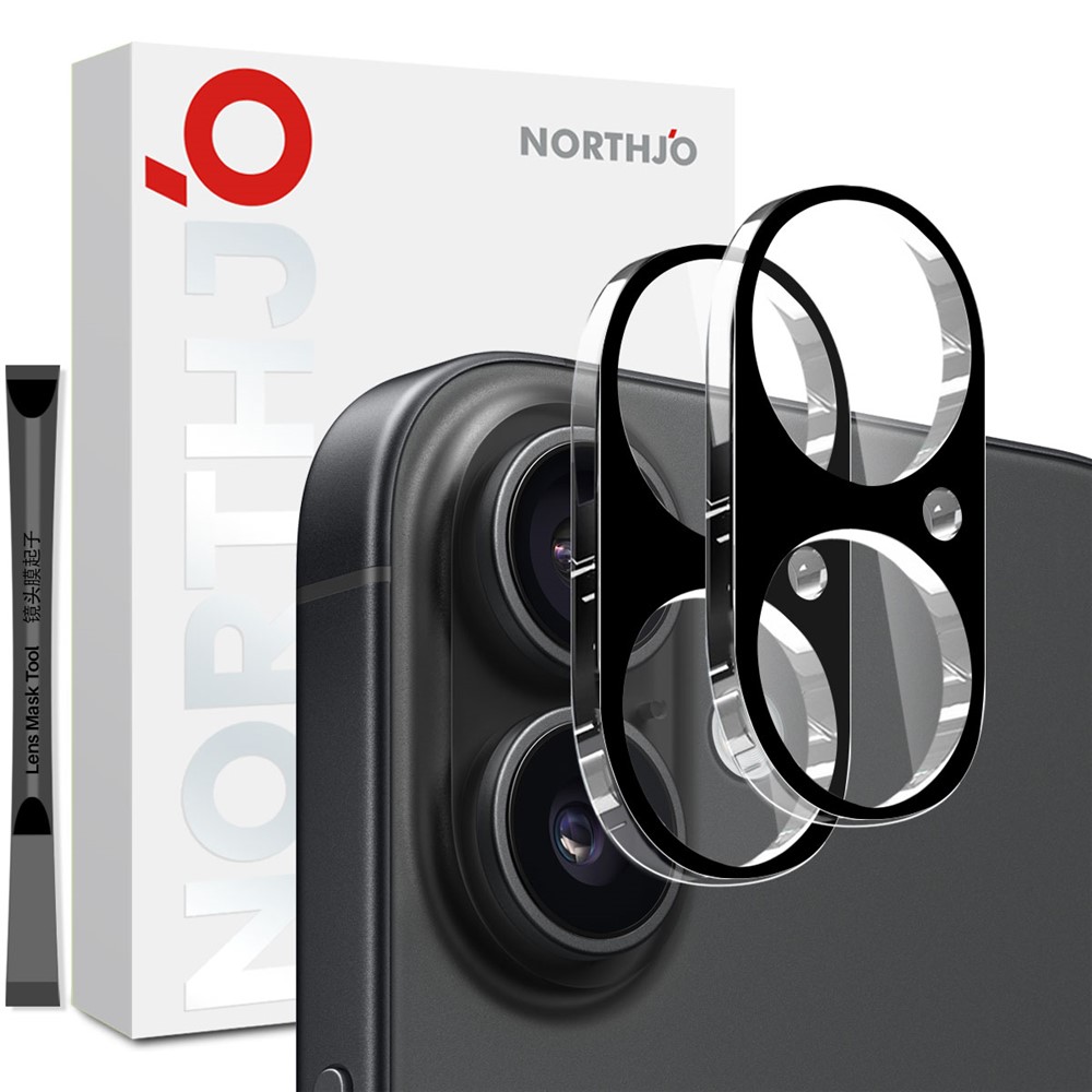 NORTHJO NORTHJO iPhone 17 2-PACK Linsskydd Härdat Glas Svart