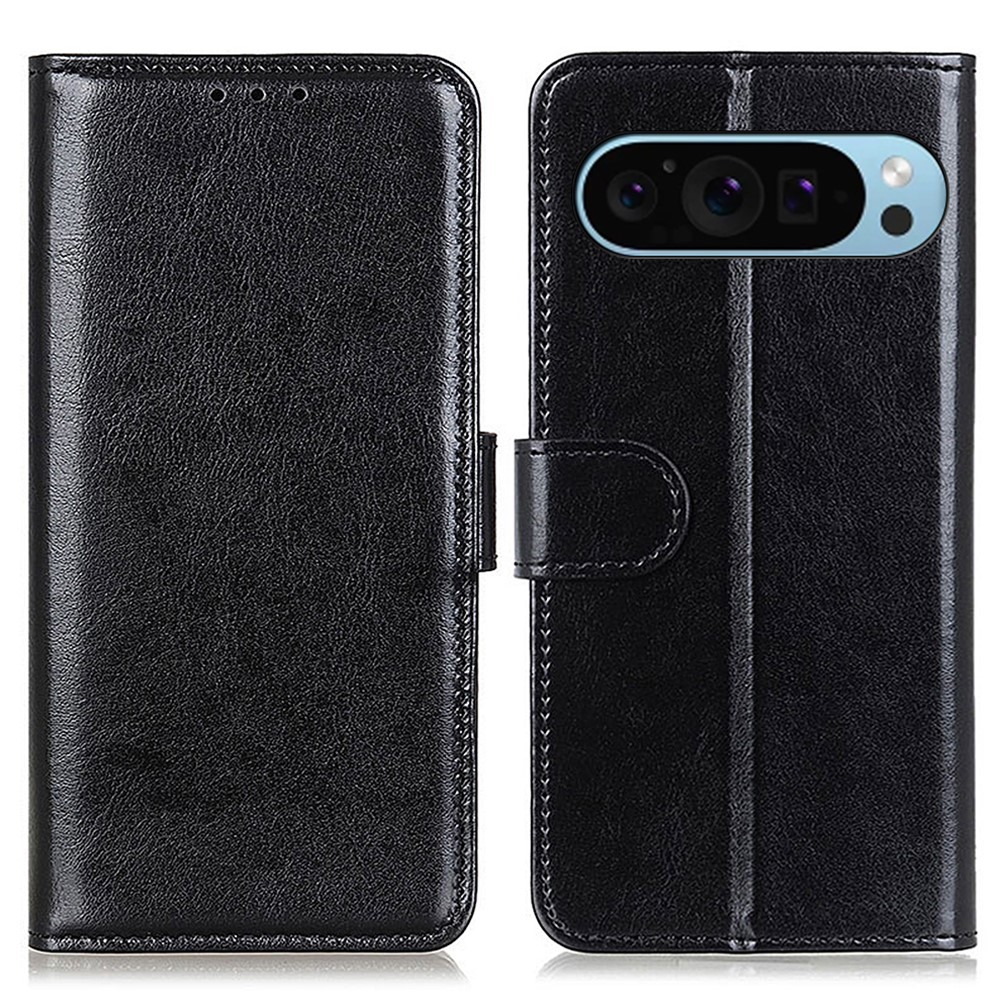  Google Pixel 10/10 Pro / 9/9 Pro Fodral Crazy Horse Läder Svart