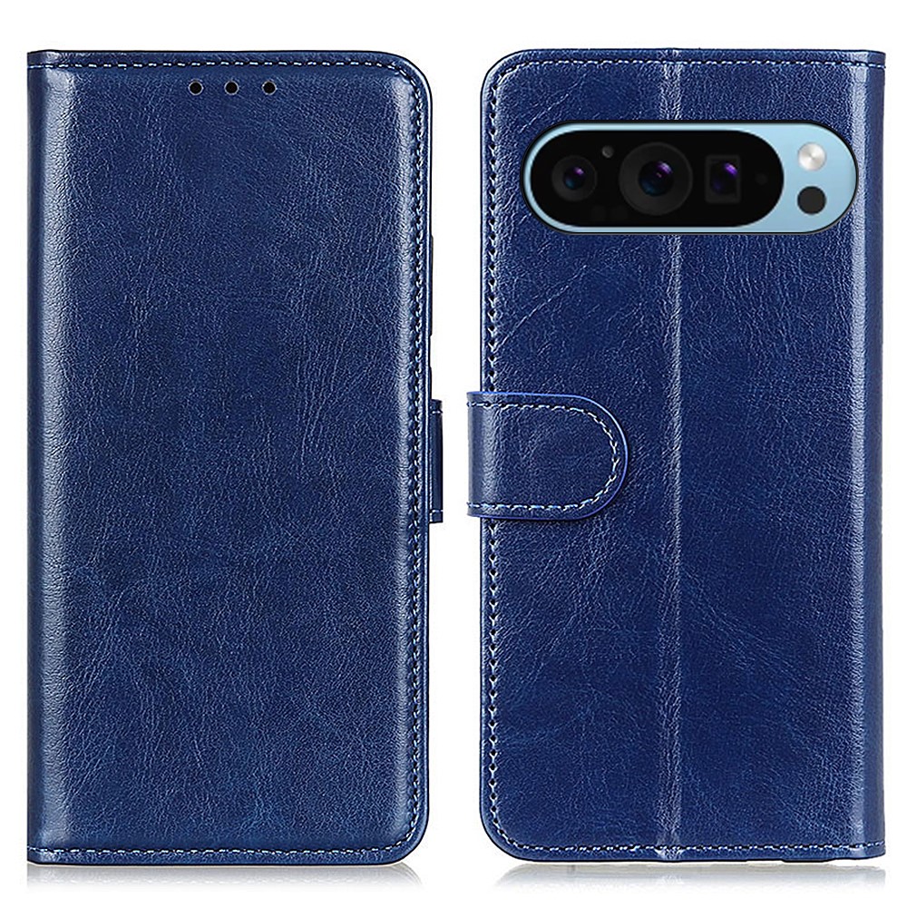  Google Pixel 10/10 Pro / 9/9 Pro Fodral Crazy Horse Läder Blå