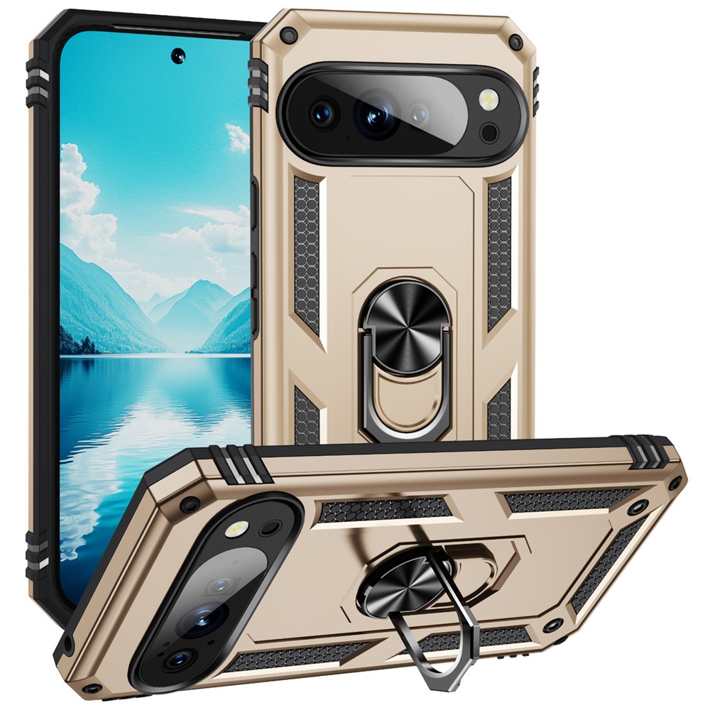  Google Pixel 10 / 10 Pro Skal Armor Ring Hybrid Guld