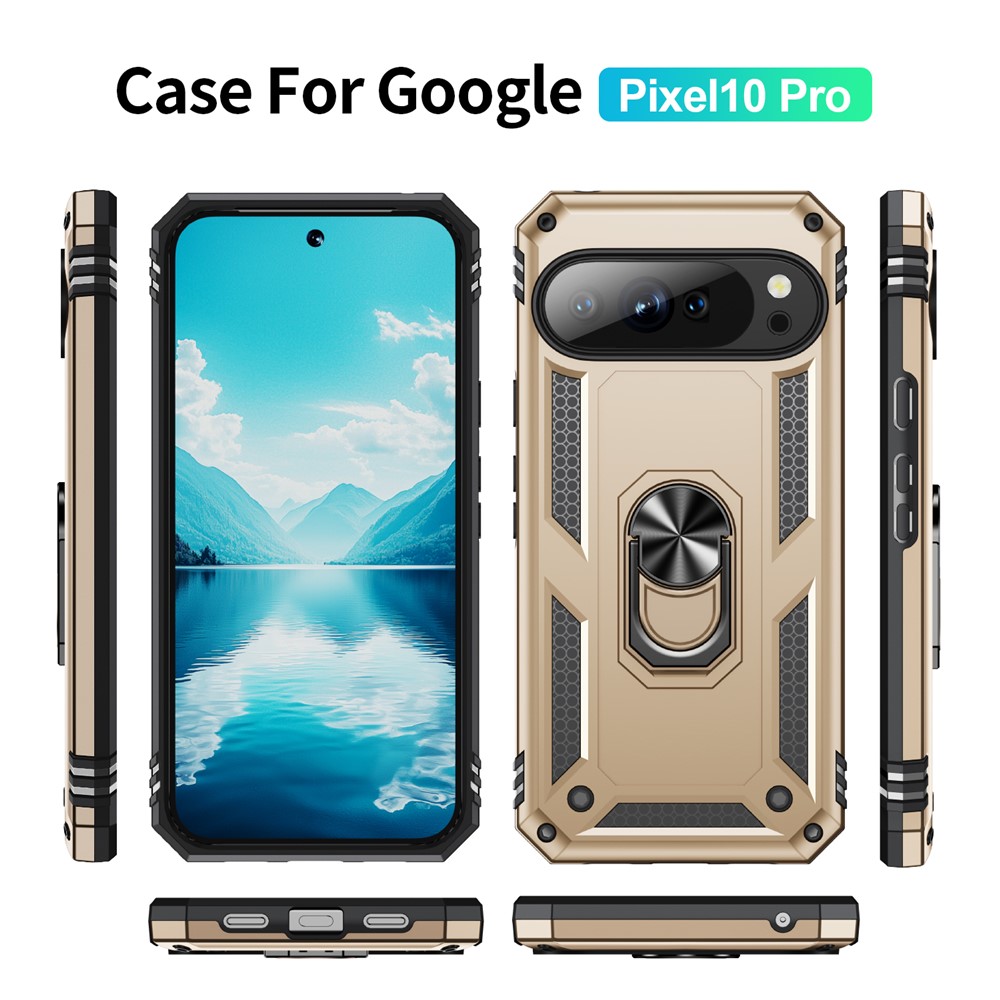  Google Pixel 10 / 10 Pro Skal Armor Ring Hybrid Guld