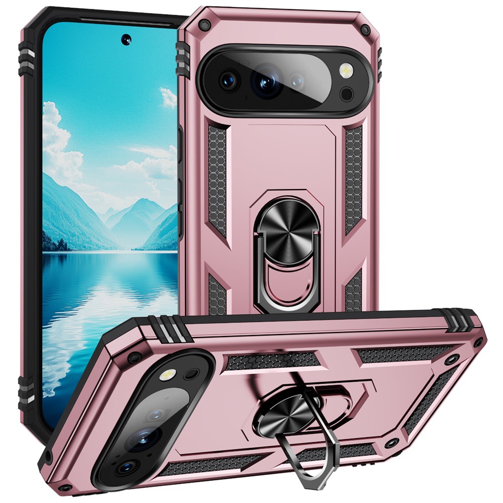  Google Pixel 10 / 10 Pro Skal Armor Ring Hybrid Roséguld