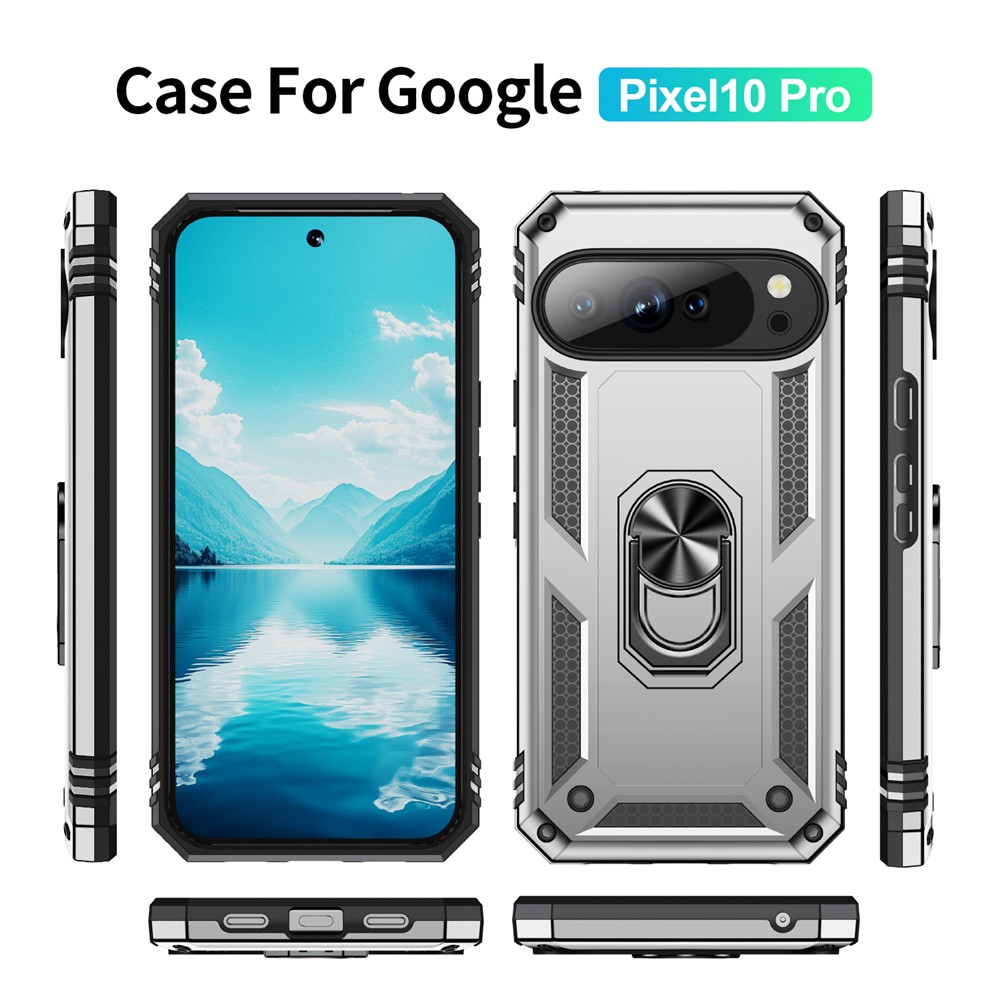  Google Pixel 10 / 10 Pro Skal Armor Ring Hybrid Silver