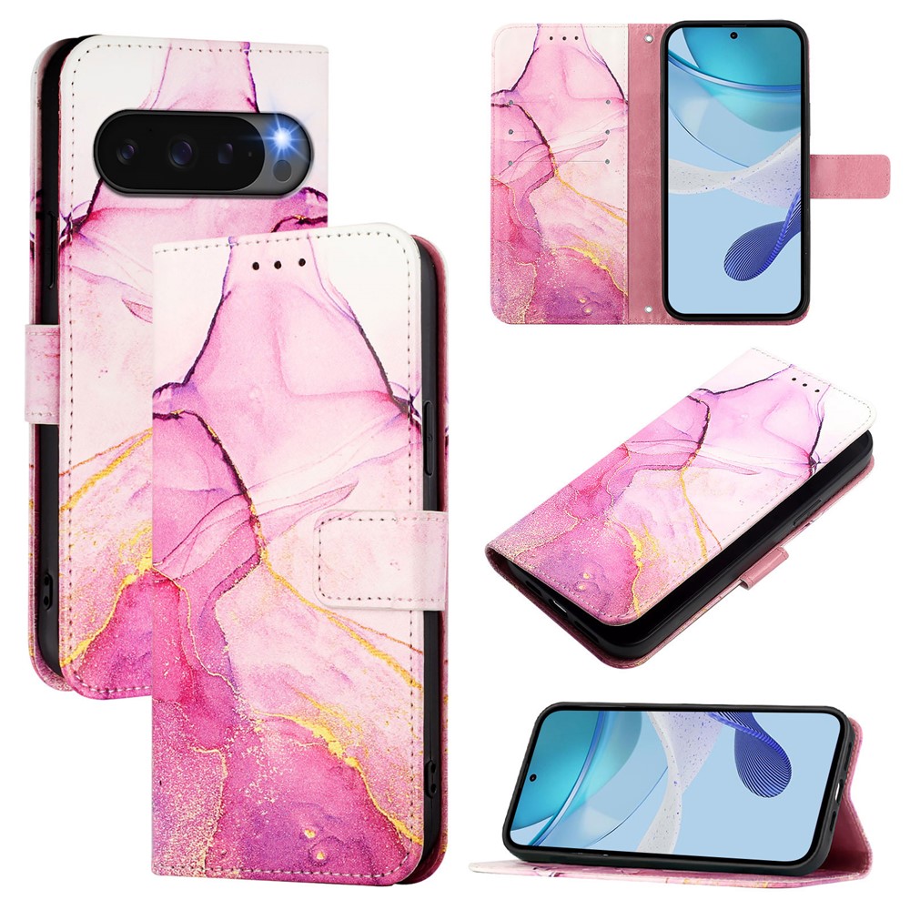  Google Pixel 10/10 Pro / 9/9 Pro Fodral Marmor Rosa / Lila