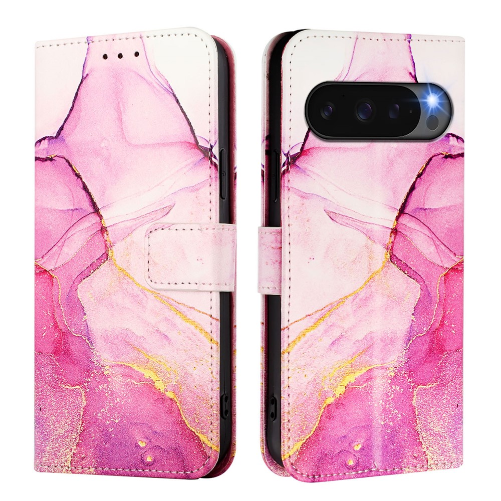  Google Pixel 10/10 Pro / 9/9 Pro Fodral Marmor Rosa / Lila