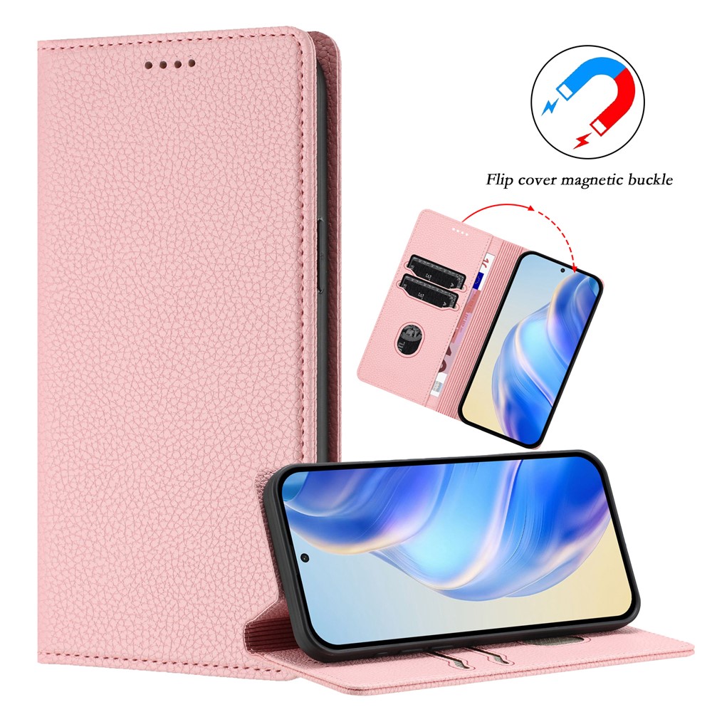  Google Pixel 10/10 Pro / 9/9 Pro Fodral RFID Litchi Läder Rosa