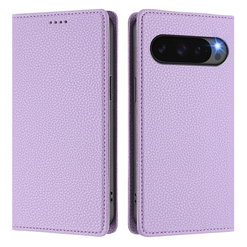  Google Pixel 10/10 Pro / 9/9 Pro Fodral RFID Litchi Läder Lila