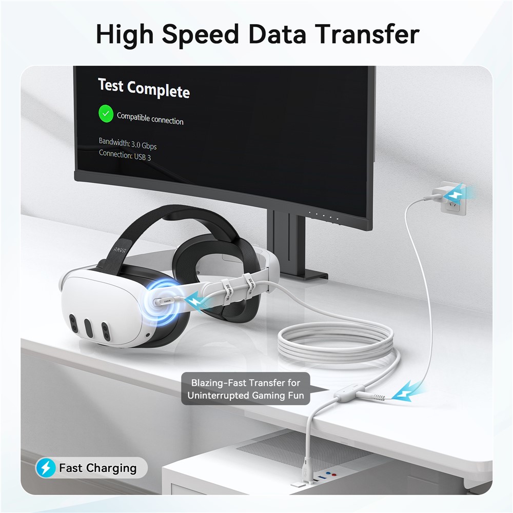 AMVR AMVR 5m 18W Link Kabel Med Laddningsport USB-C Vit