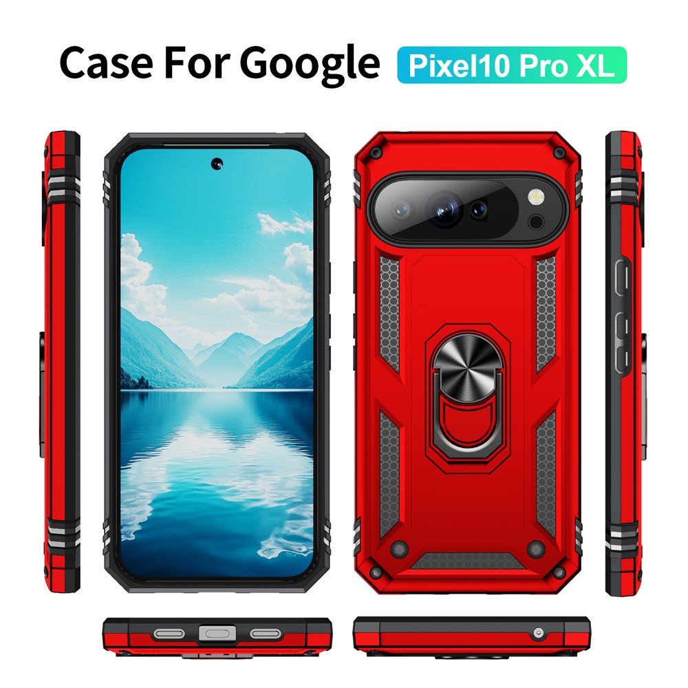  Google Pixel 10 Pro XL Skal Armor Ring Hybrid Röd
