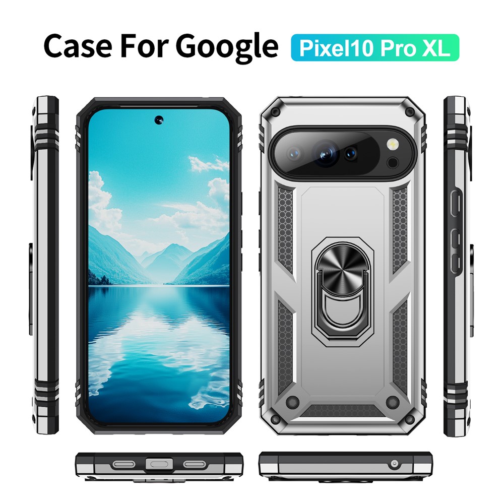  Google Pixel 10 Pro XL Skal Armor Ring Hybrid Silver