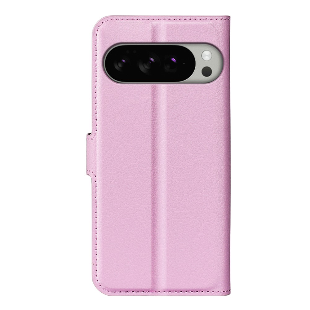  Google Pixel 10 Pro XL Fodral Litchi Läder Ljus Rosa