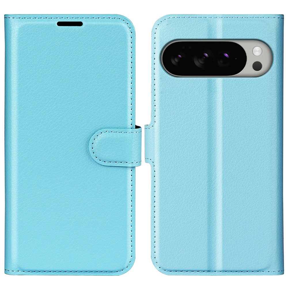  Google Pixel 10 Pro XL Fodral Litchi Läder Blå