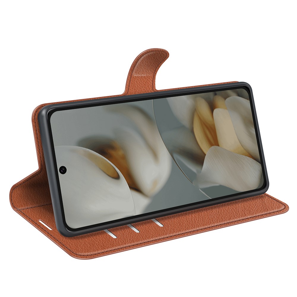  Google Pixel 10 Pro XL Fodral Litchi Läder Brun