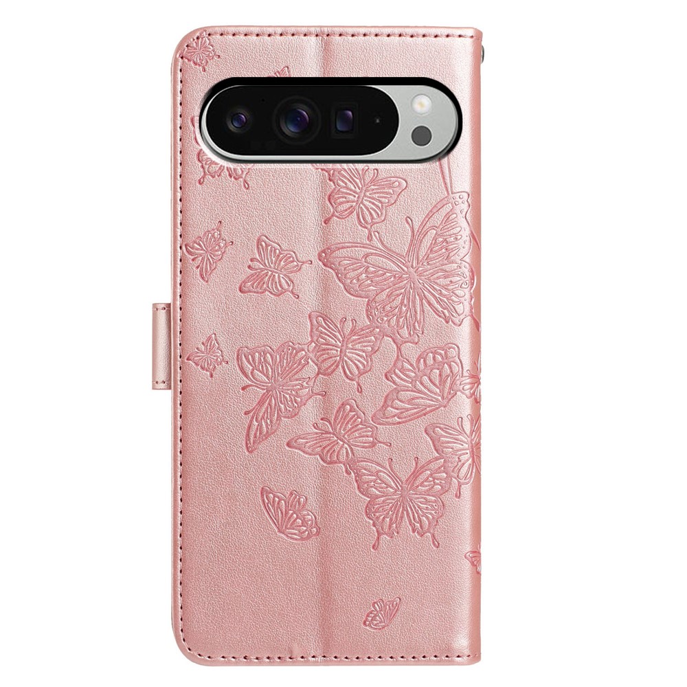  Google Pixel 10 Pro XL/ 9 Pro XL Fodral Fjäril Tryck Roséguld