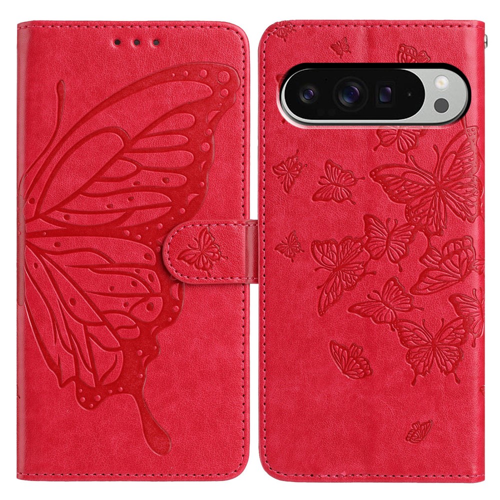  Google Pixel 10 Pro XL/ 9 Pro XL Fodral Fjäril Tryck Röd