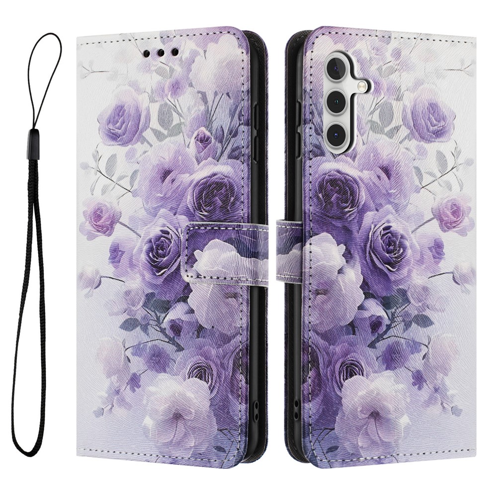  Samsung Galaxy A17 / A16 / A26 Fodral Med Tryck Lila Rosor