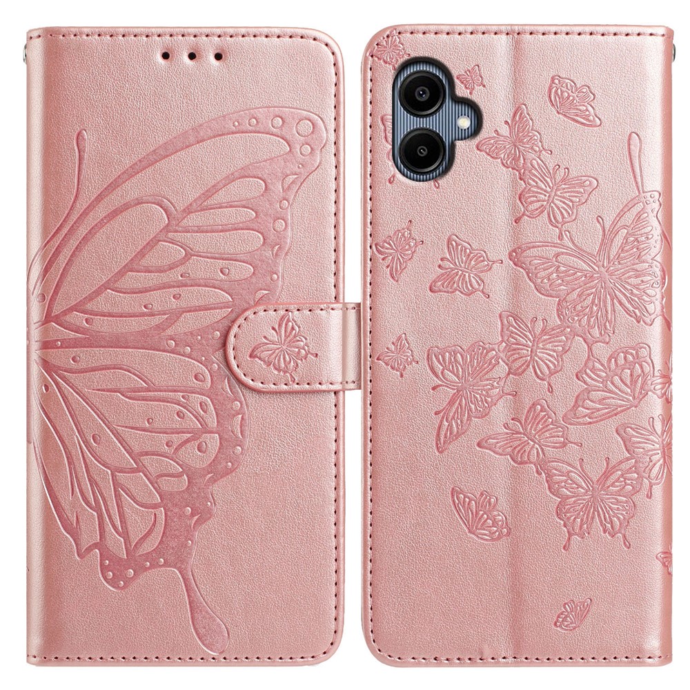  Samsung Galaxy A07 Fodral Med Fjäril Tryck Roséguld