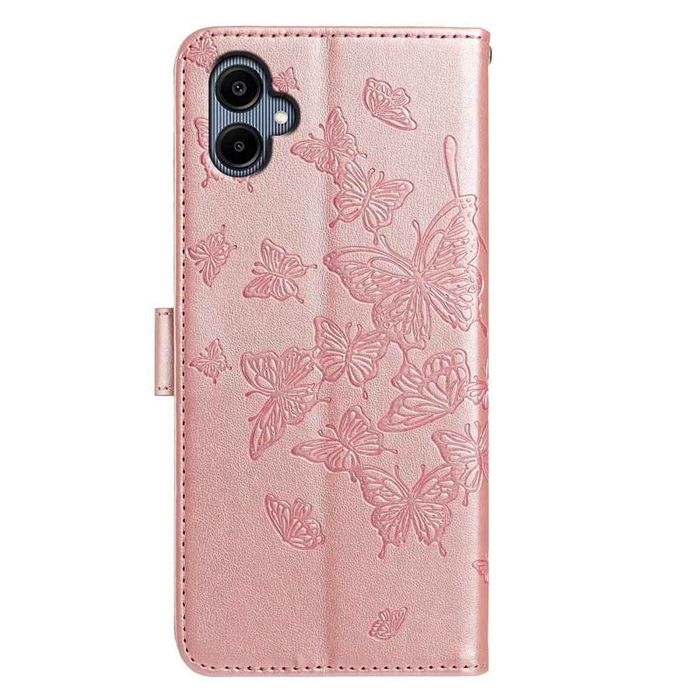  Samsung Galaxy A07 Fodral Med Fjäril Tryck Roséguld