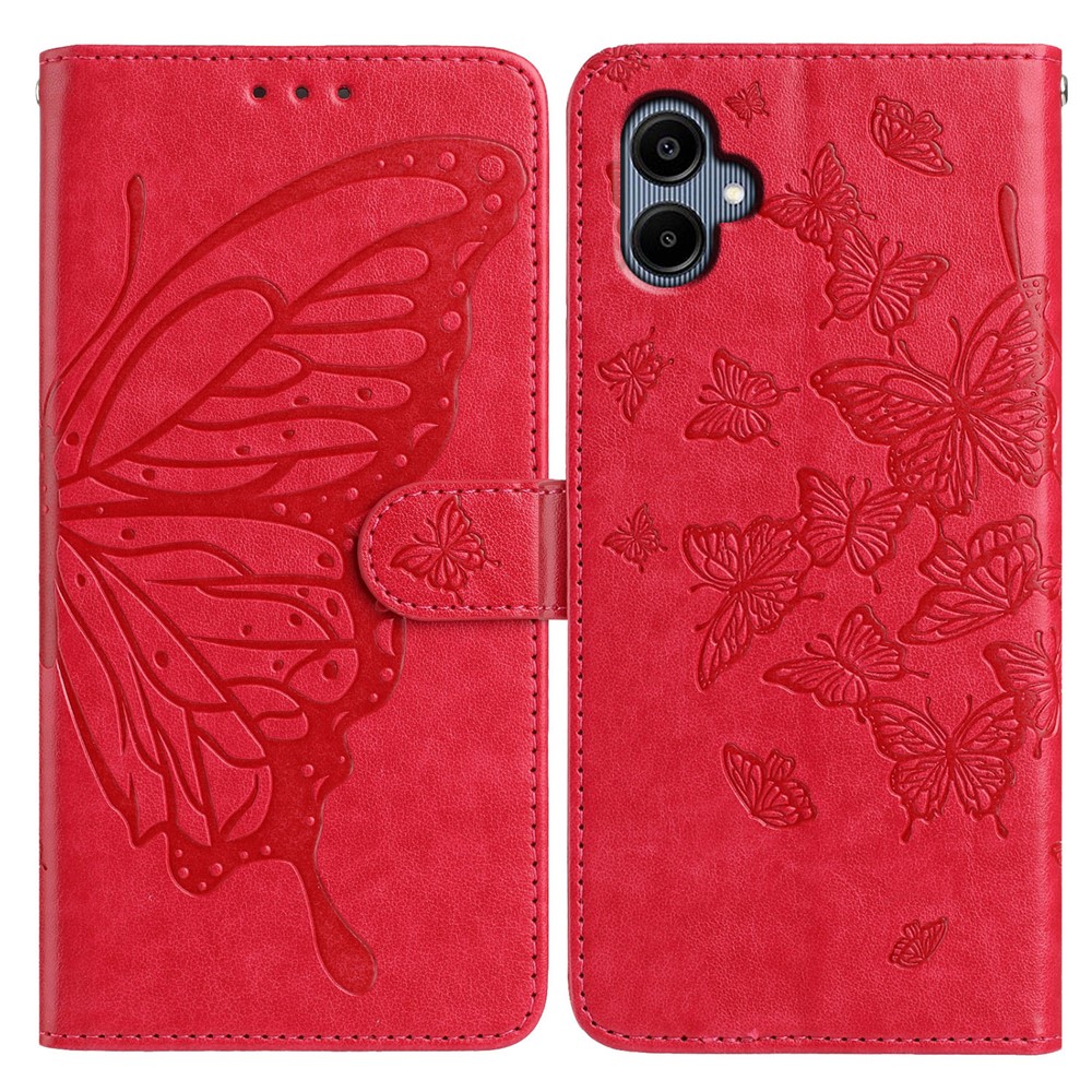  Samsung Galaxy A07 Fodral Med Fjäril Tryck Röd