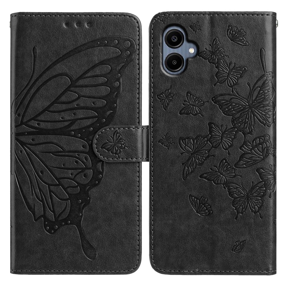  Samsung Galaxy A07 Fodral Med Fjäril Tryck Svart