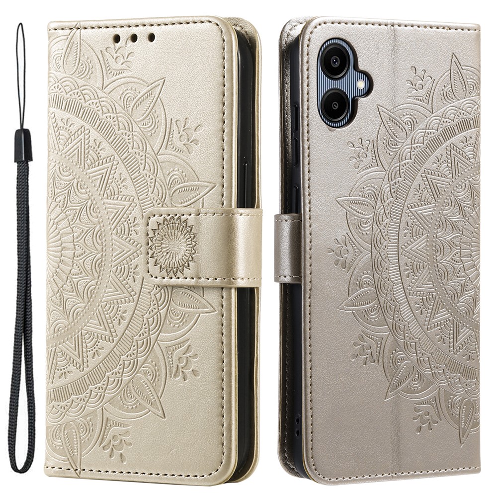  Samsung Galaxy A07 Fodral Mandala Läder Guld