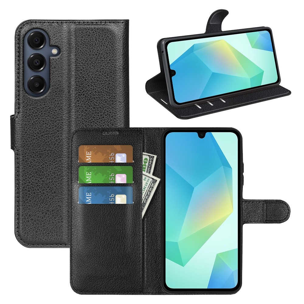  Samsung Galaxy A17 Fodral Litchi Läder Svart