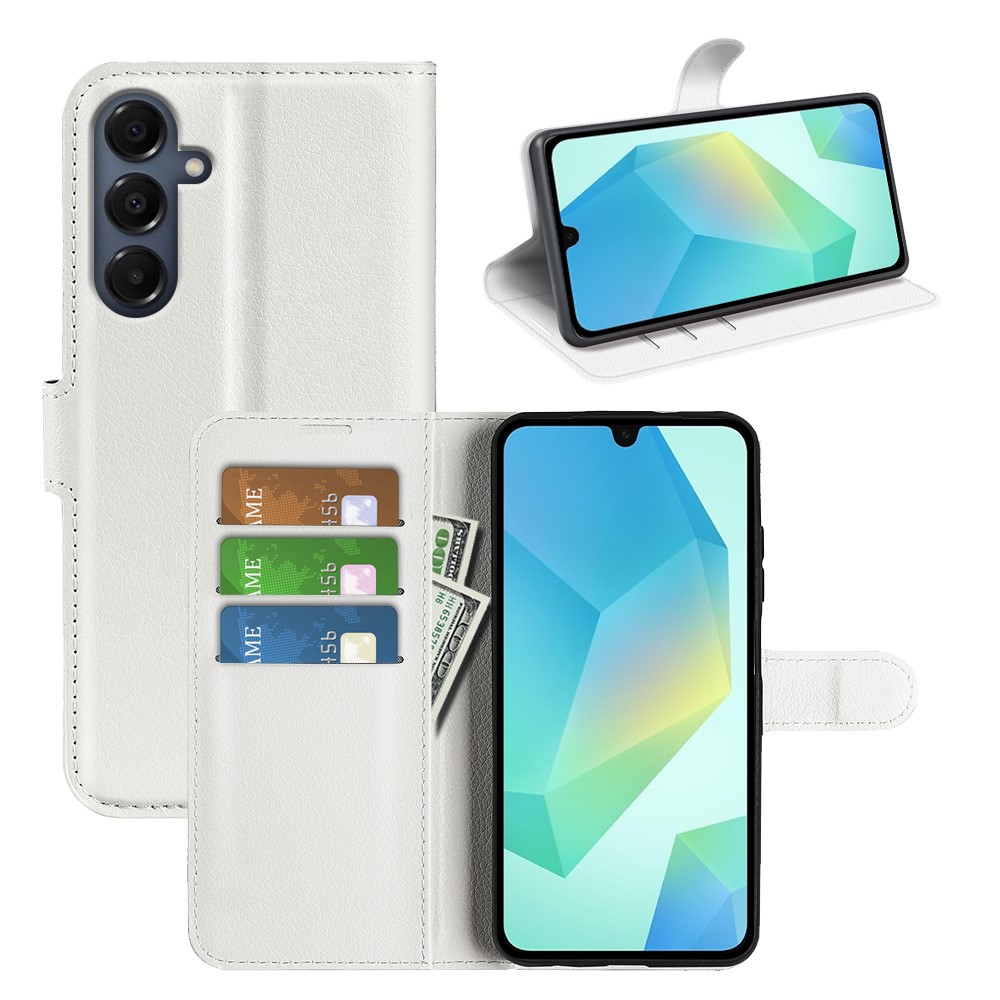  Samsung Galaxy A17 Fodral Litchi Läder Vit