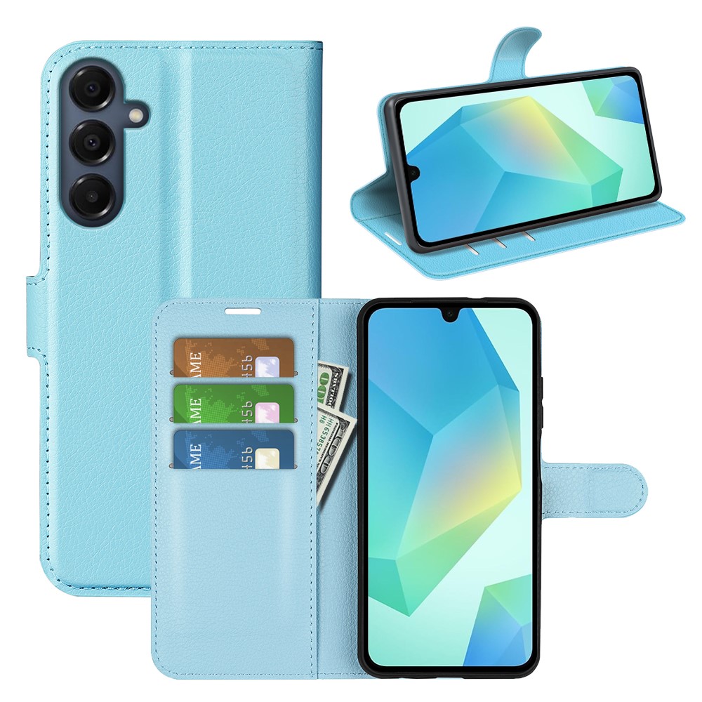  Samsung Galaxy A17 Fodral Litchi Läder Blå