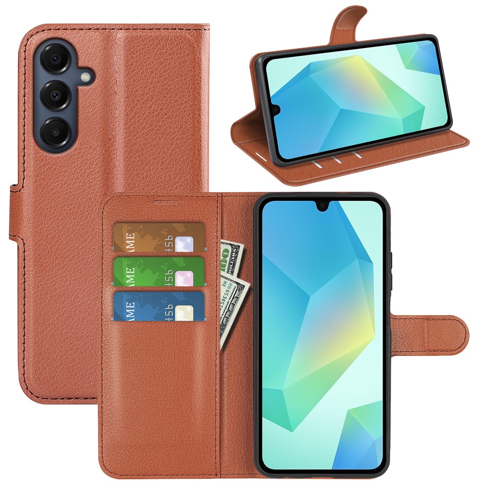  Samsung Galaxy A17 Fodral Litchi Läder Brun