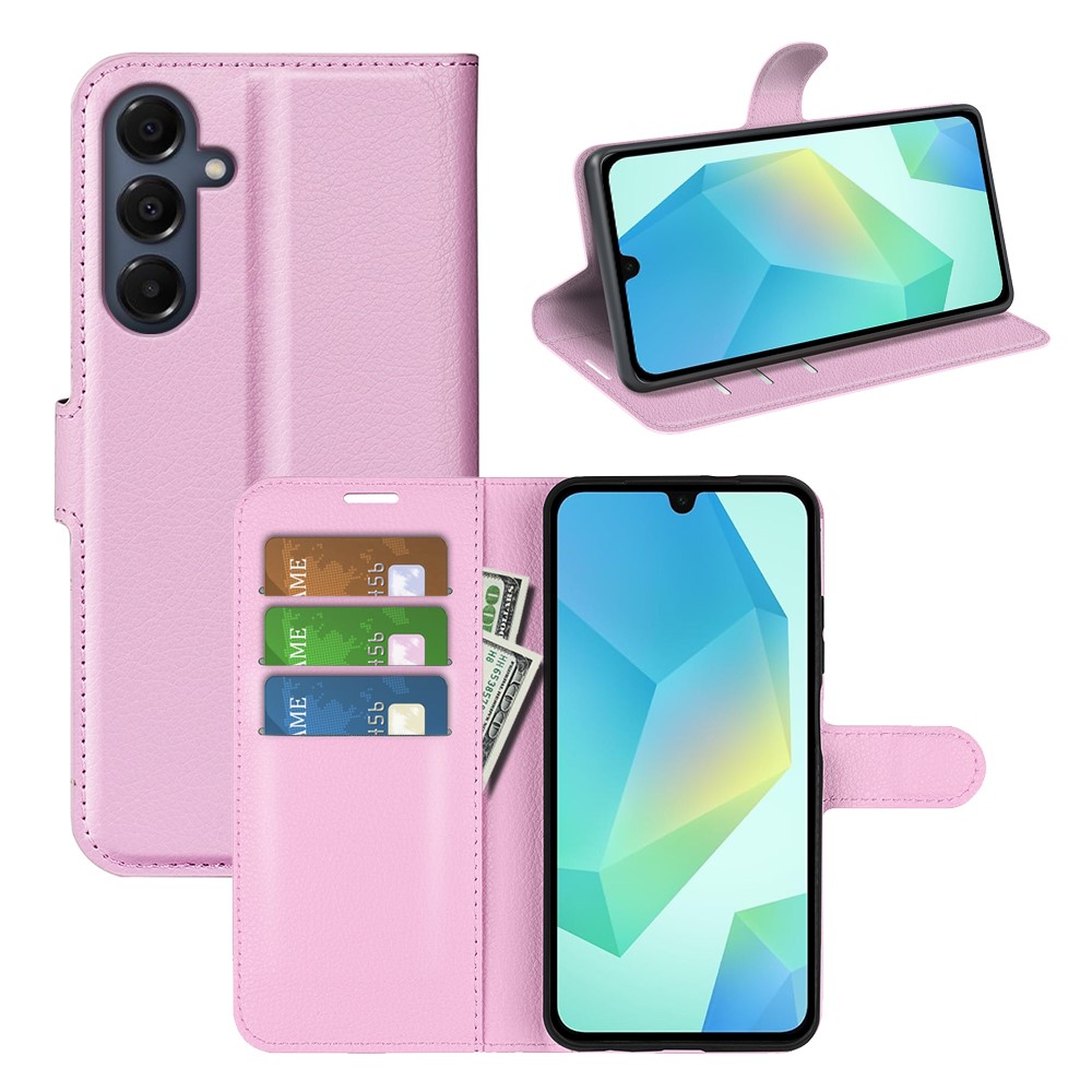 Samsung Galaxy A17 Fodral Litchi Läder Ljus Rosa