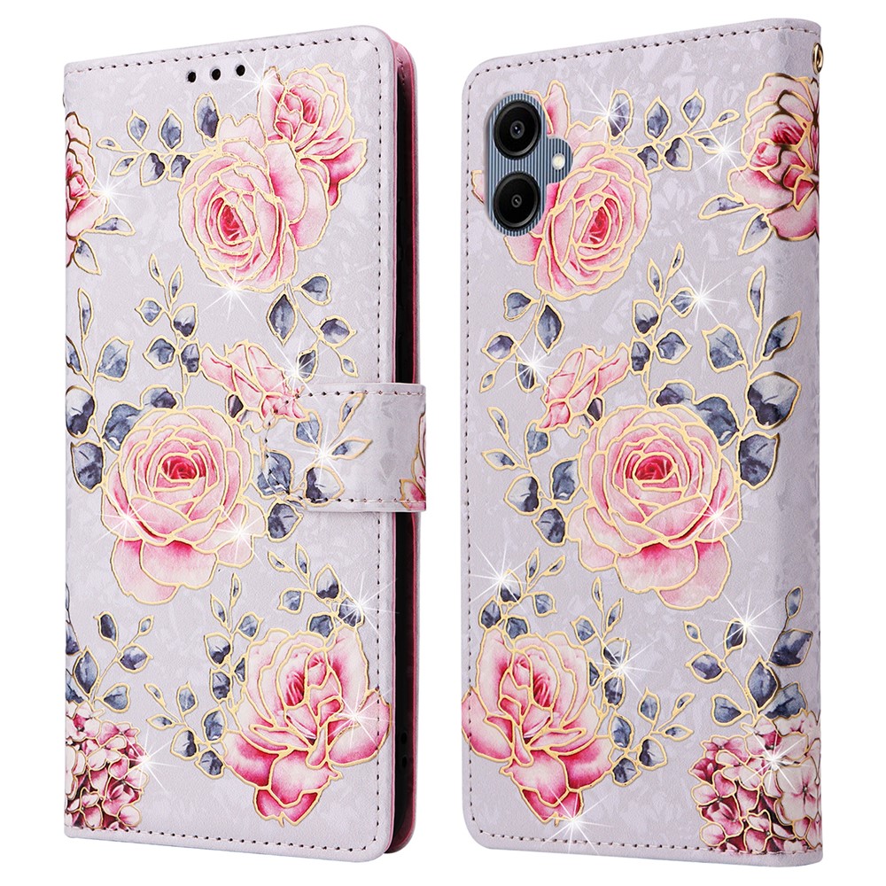  Samsung Galaxy A07 Fodral RFID Läder Rosa Blommor