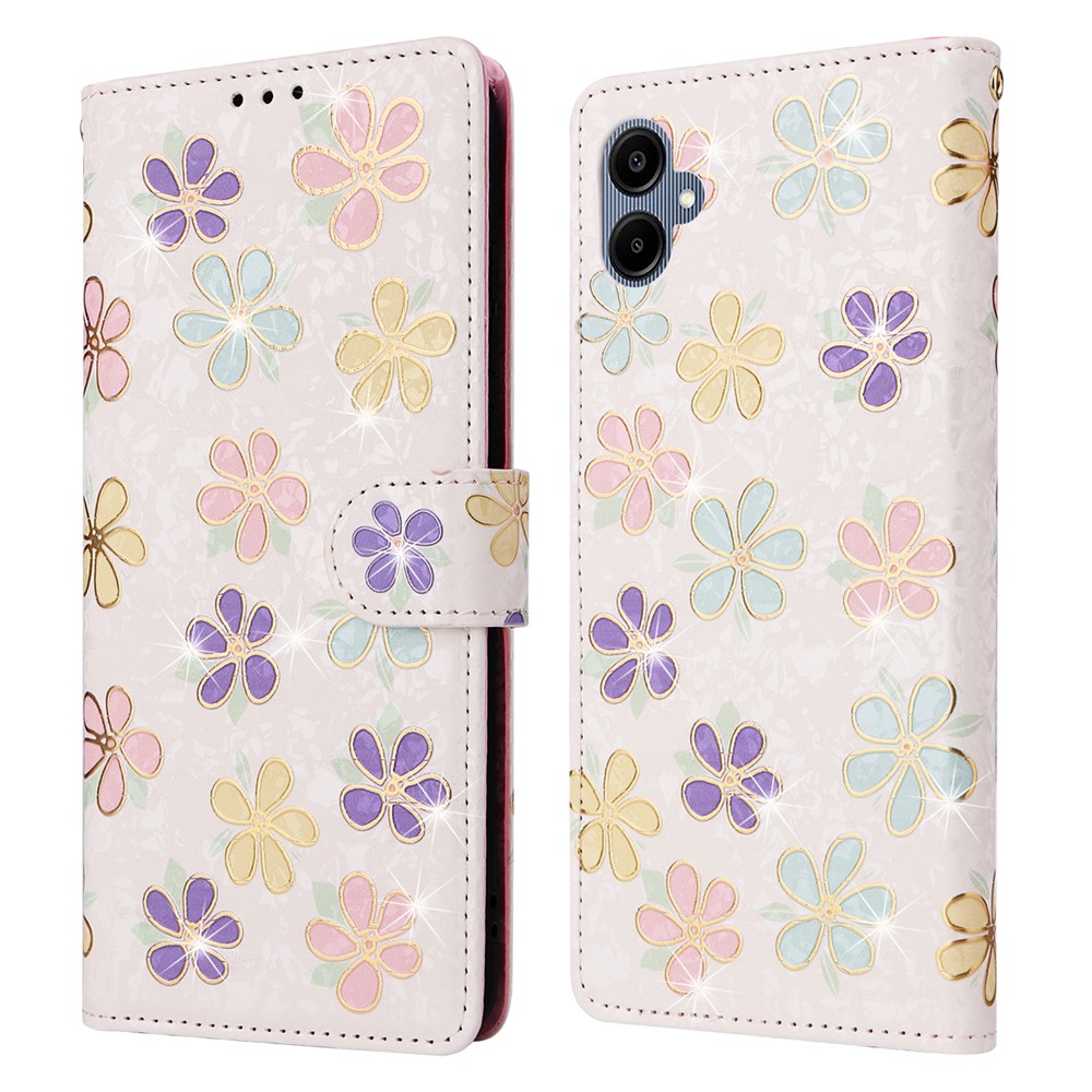  Samsung Galaxy A07 Fodral RFID Läder Färgglada Blommor