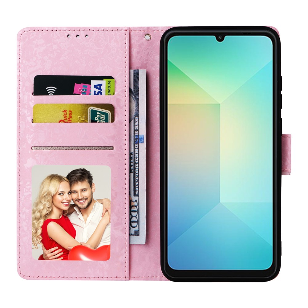  Samsung Galaxy A07 Fodral RFID Läder Rosa Blommor