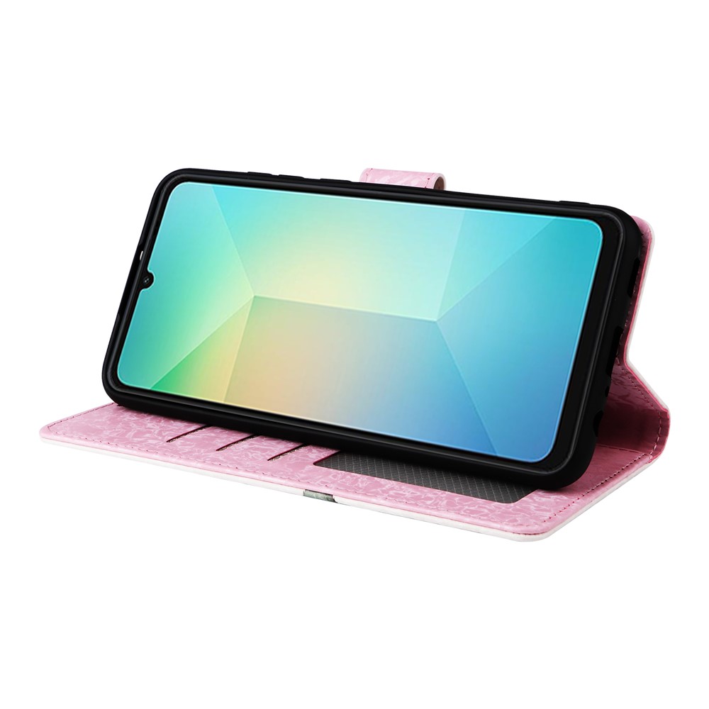  Samsung Galaxy A07 Fodral RFID Läder Rosa Blommor