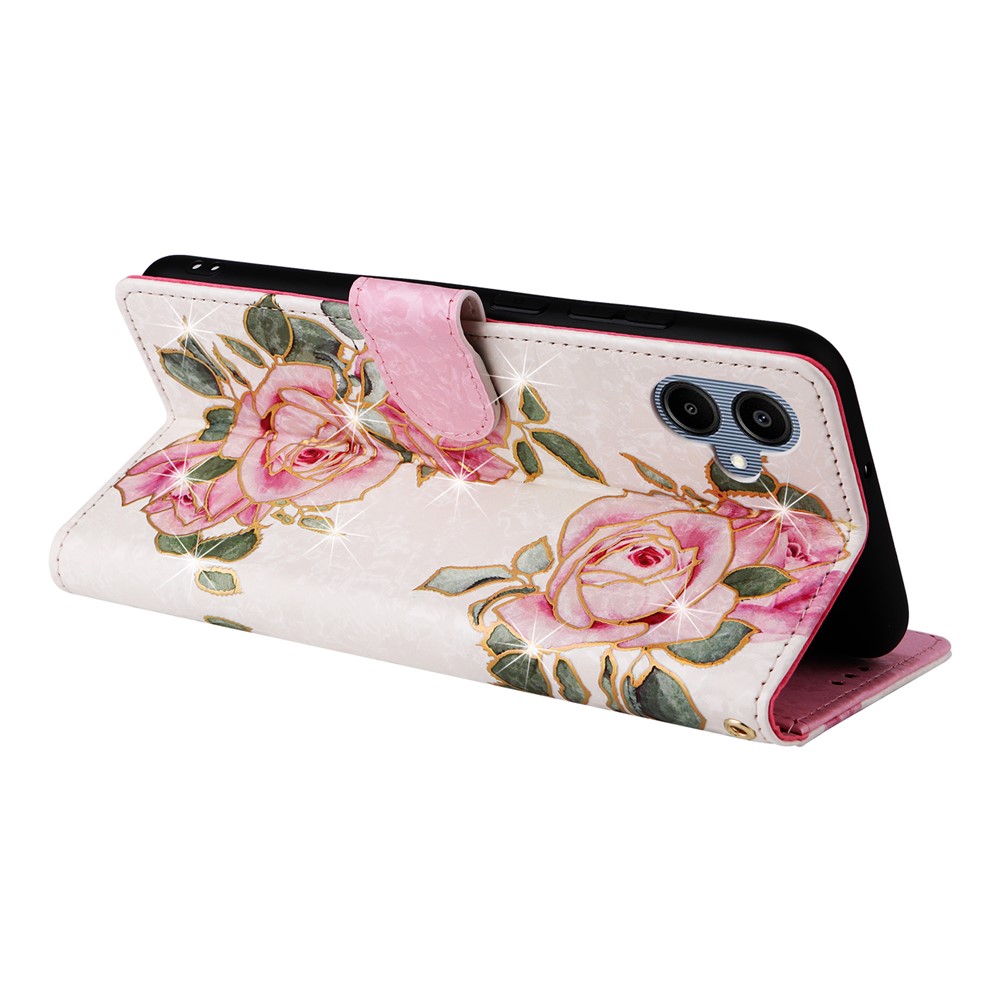  Samsung Galaxy A07 Fodral RFID Läder Rosa Blommor