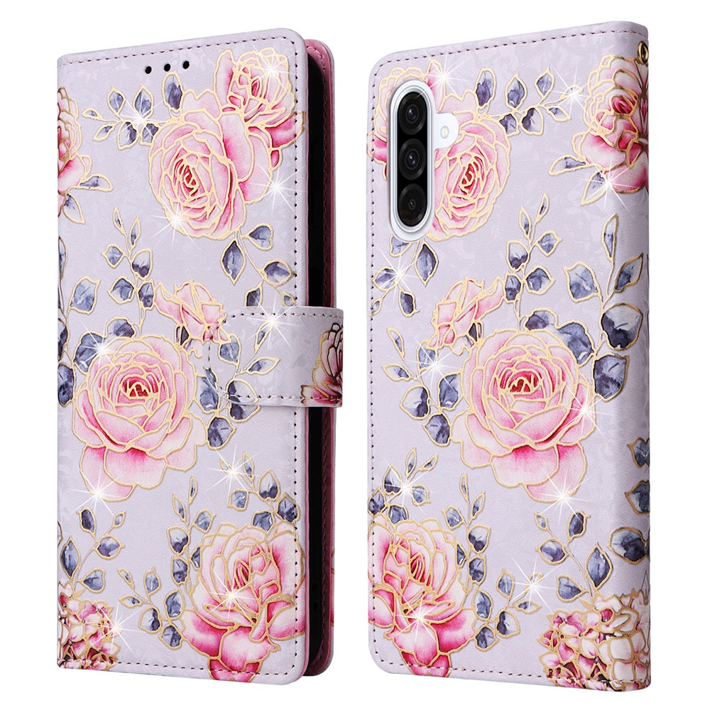 Samsung Galaxy A17 Fodral RFID Läder Rosa Blommor