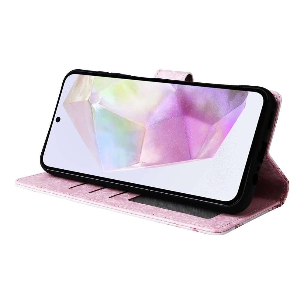  Samsung Galaxy A17 Fodral RFID Läder Rosa Blommor