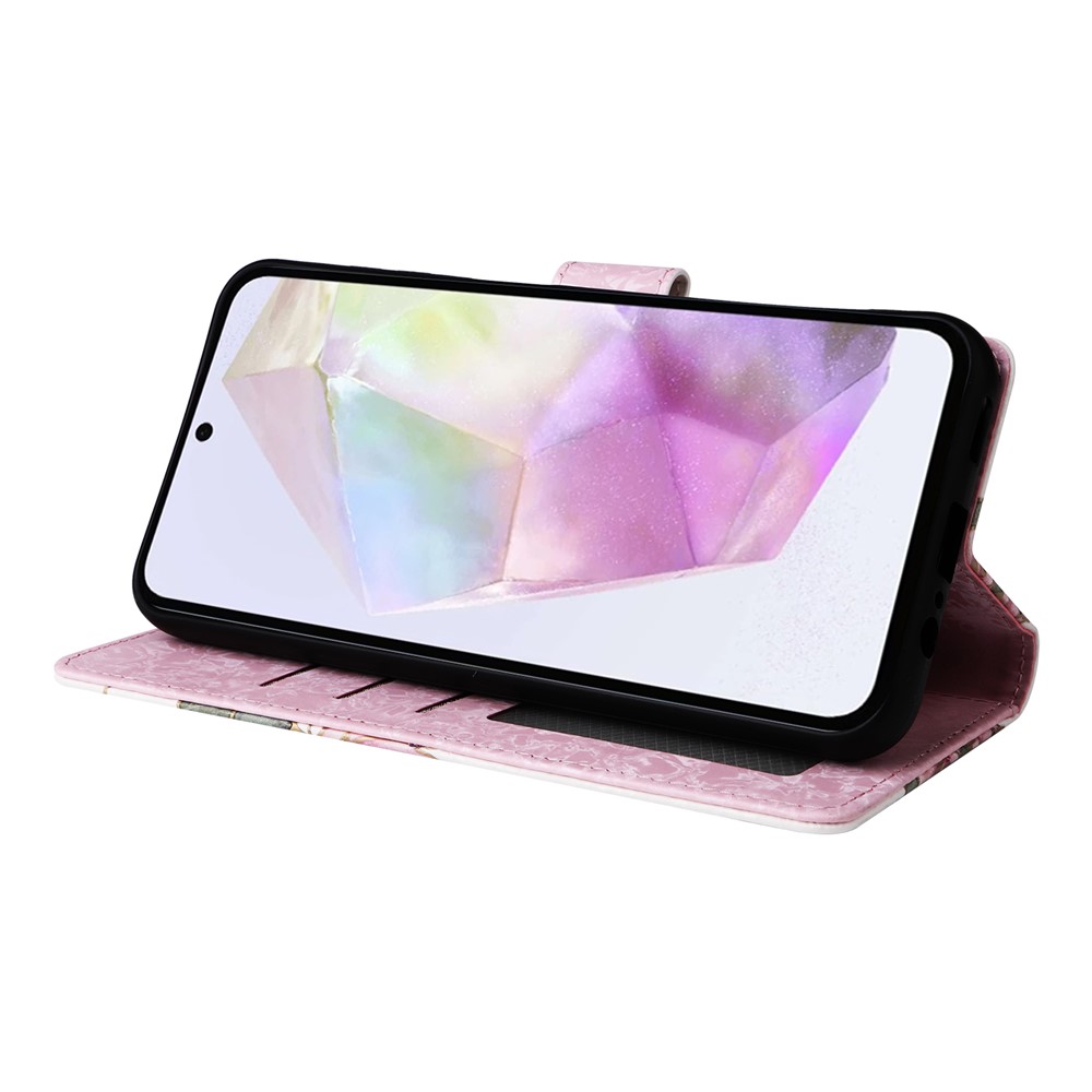 Samsung Galaxy A17 Fodral RFID Läder Rosa Blommor